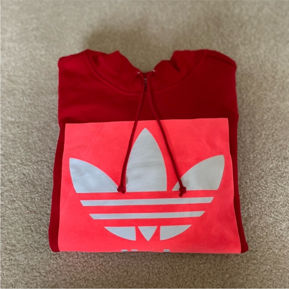 Adidas Red Hoodie with Trefoil Logo